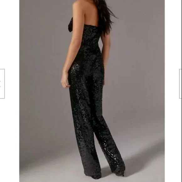 Anthropologie Hutch Sequin Bow Jumpsuit Cocktail Disco Party Black 4 248$ NWT - Picture 3 of 8